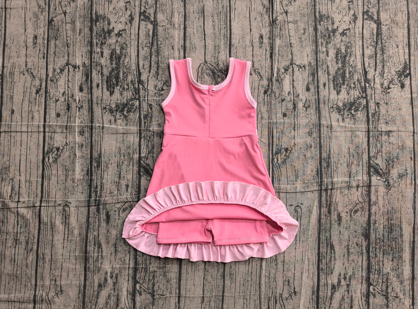 Baby Girls Sleeveless Pink Yoga Active Short Scallop Knee Length Dress Preorder