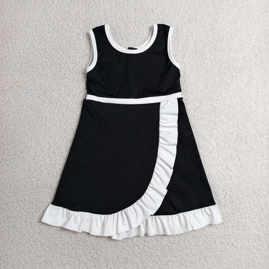 Baby Girls Black White Sleeveless Yoga Active Short Knee Length Dress