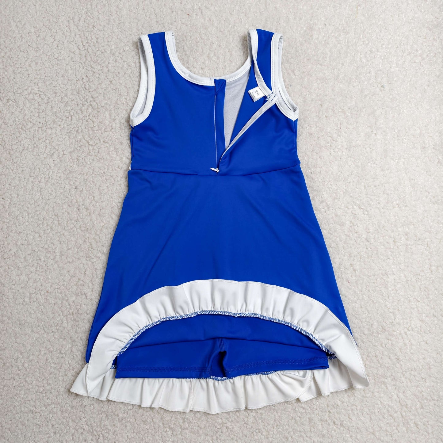 Baby Girls Hot Blue White Sleeveless Yoga Active Short Knee Length Dress