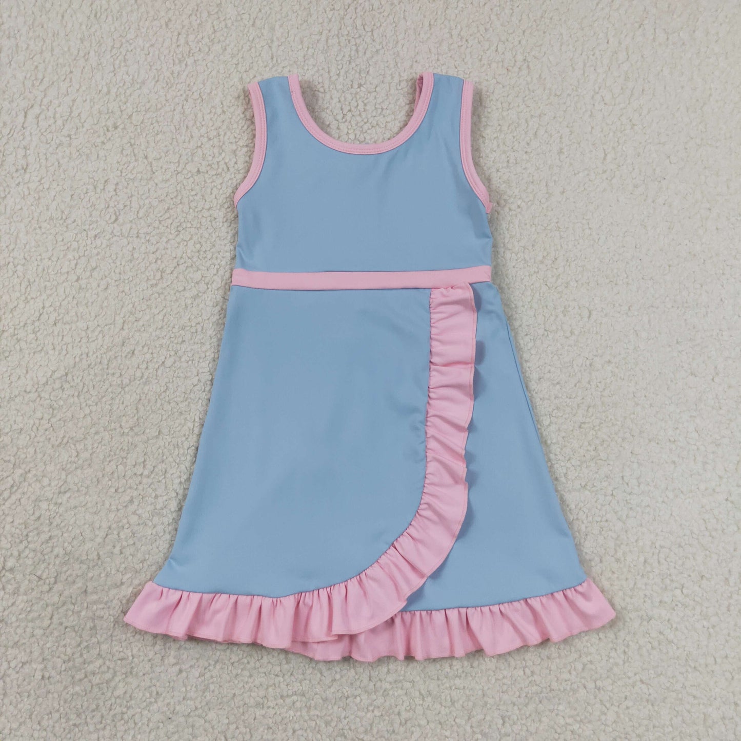 Sibling Baby Girls Sleeveless Yoga Active Shorts Ruffle Knee Length Dresses