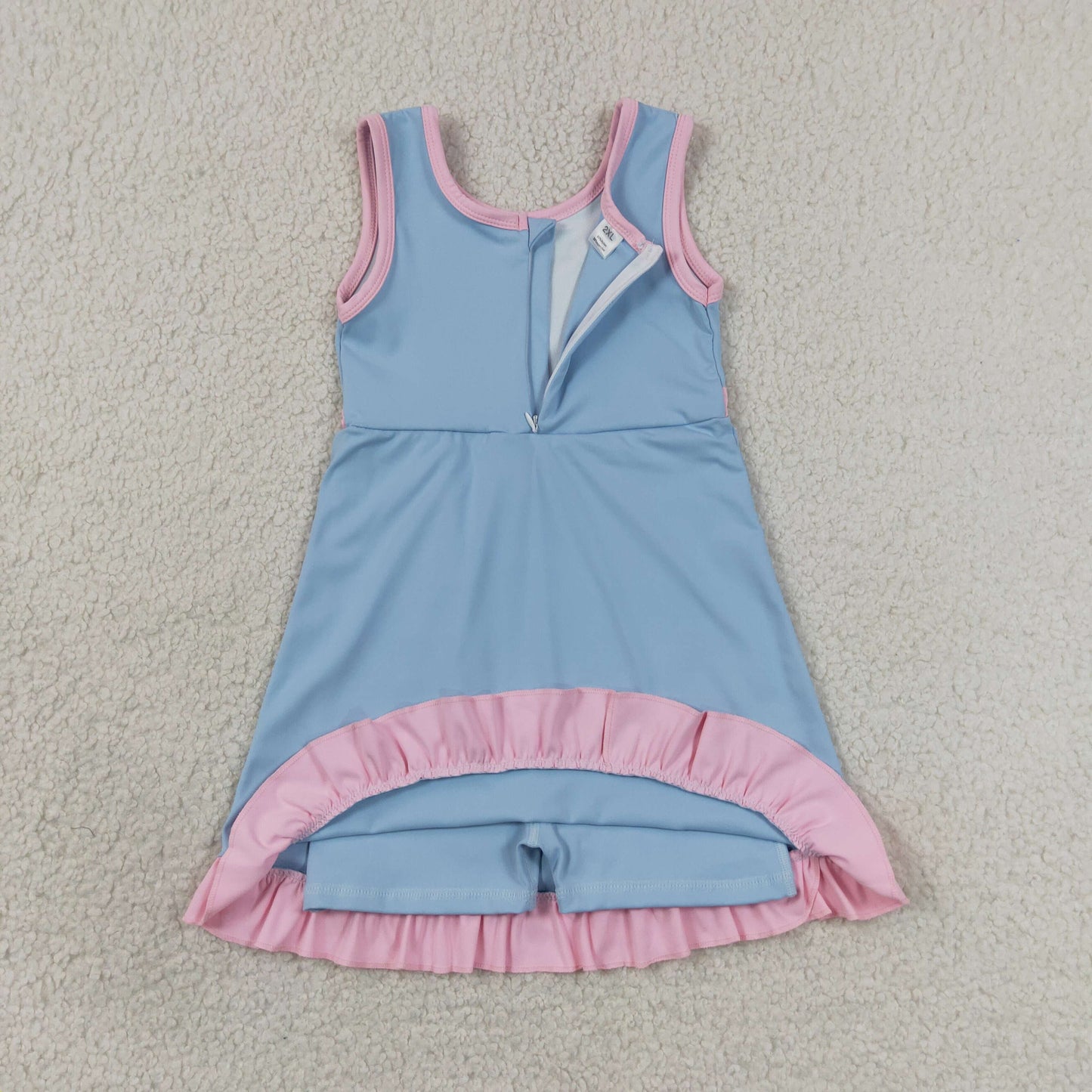 Baby Girls Light Blue Pink Sleeveless Yoga Active Short Knee Length Dress
