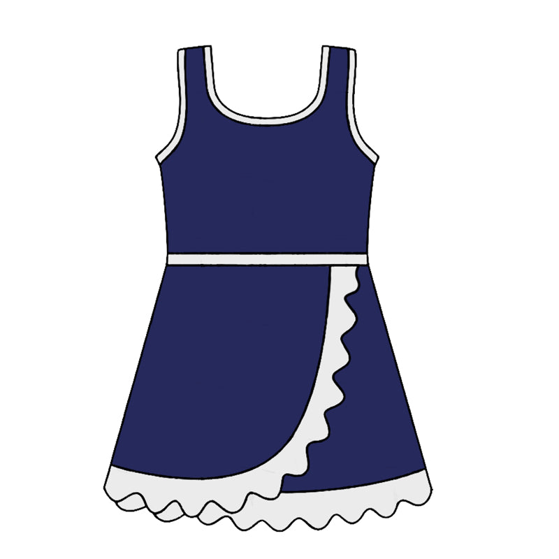 Baby Girls Sleeveless Purple Yoga Active Short Scallop Knee Length Dress Preorder