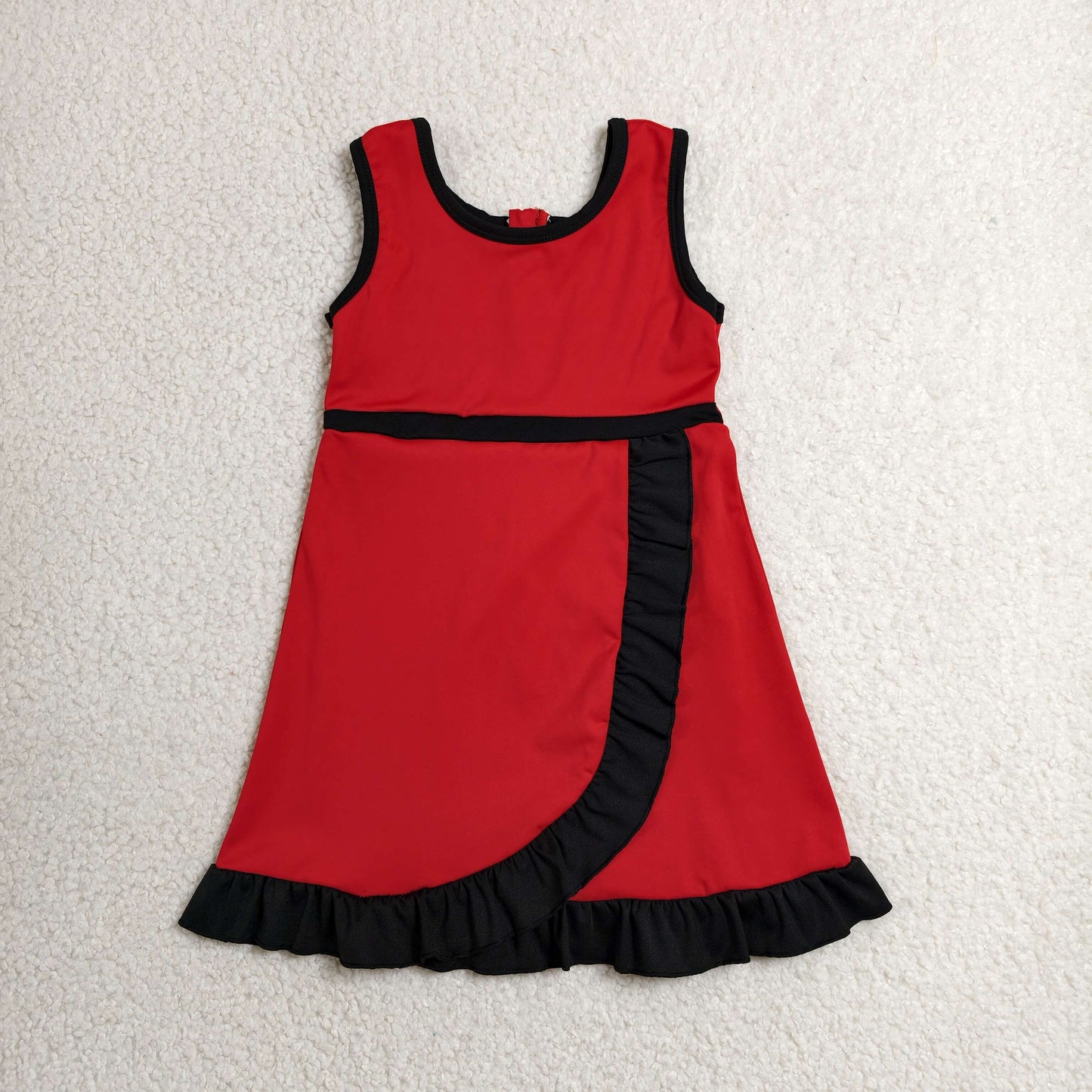 Baby Girls Red Black Sleeveless Yoga Active Short Knee Length Dress
