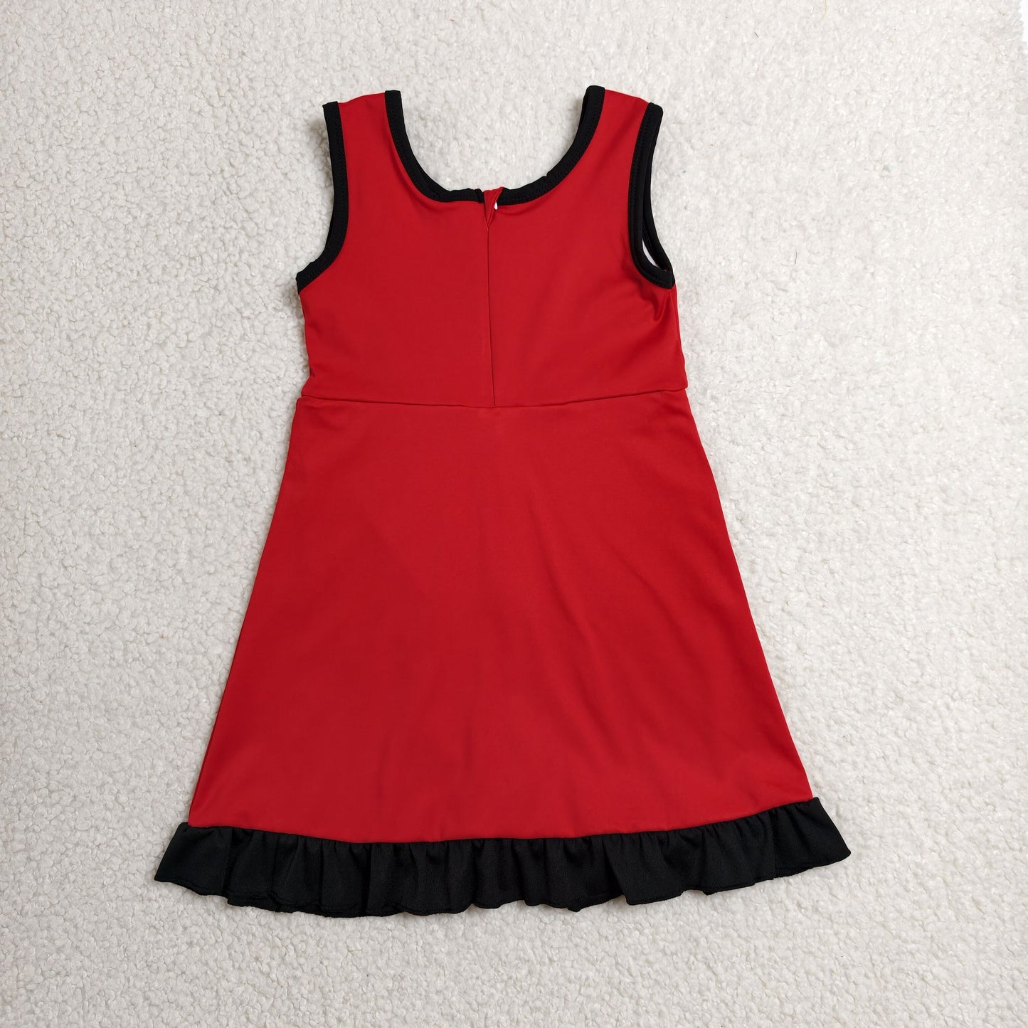 Baby Girls Red Black Sleeveless Yoga Active Short Knee Length Dress