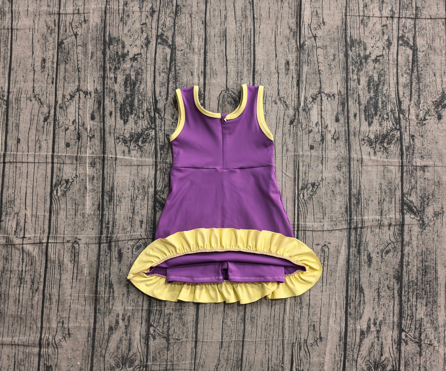 Baby Girls Sleeveless Purple Yellow Yoga Active Short Scallop Knee Length Dress Preorder