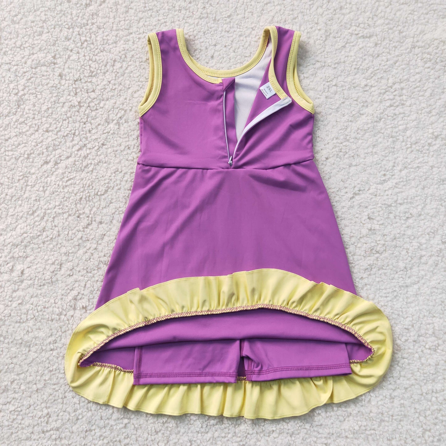 Baby Girls Sleeveless Purple Yellow Yoga Active Short Knee Length Dress