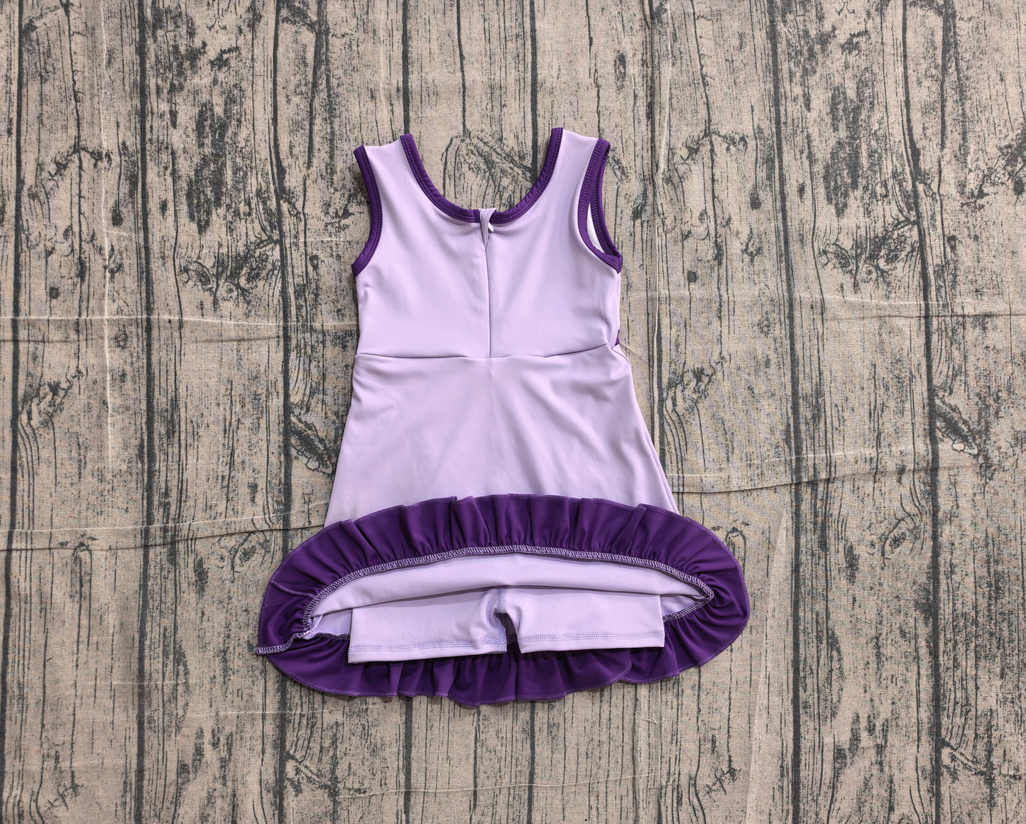Baby Girls Sleeveless Pink Purple Yoga Active Short Scallop Knee Length Dress Preorder