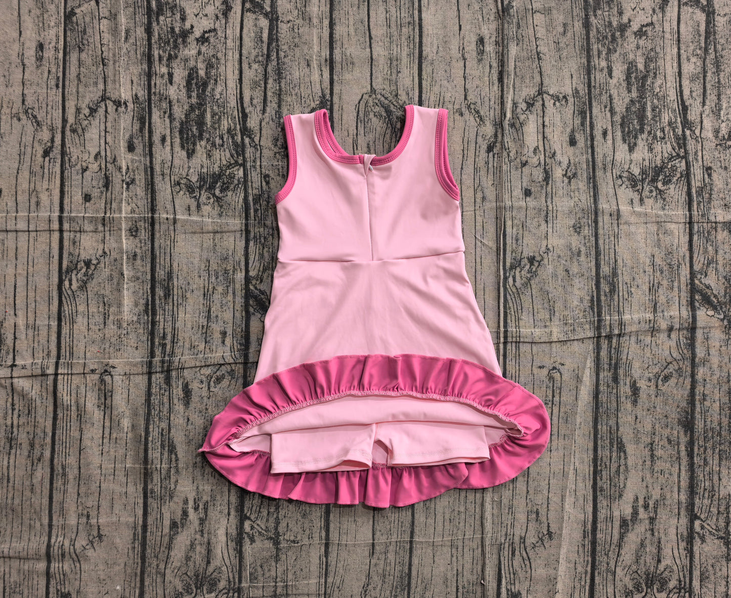Baby Girls Sleeveless Pink Purple Yoga Active Short Scallop Knee Length Dress Preorder