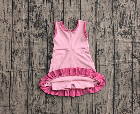 Baby Girls Sleeveless Pink Purple Yoga Active Short Scallop Knee Length Dress Preorder