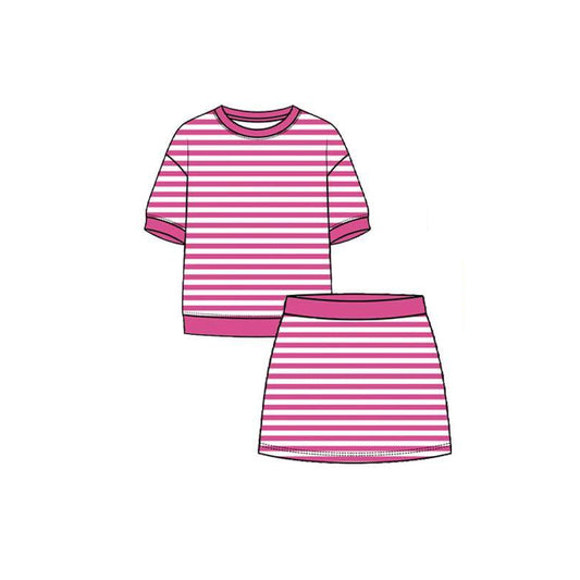 Baby Girls Pink Stripe Top Skirt Shorts Yoga Active Clothes Sets Preorder