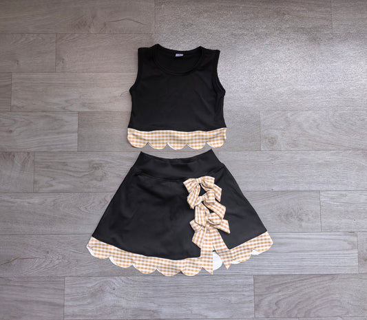 Baby Girls Sleeveless Vest Top Skirt Shorts Yoga Active Bows Scallop Clothes Sets Preorder