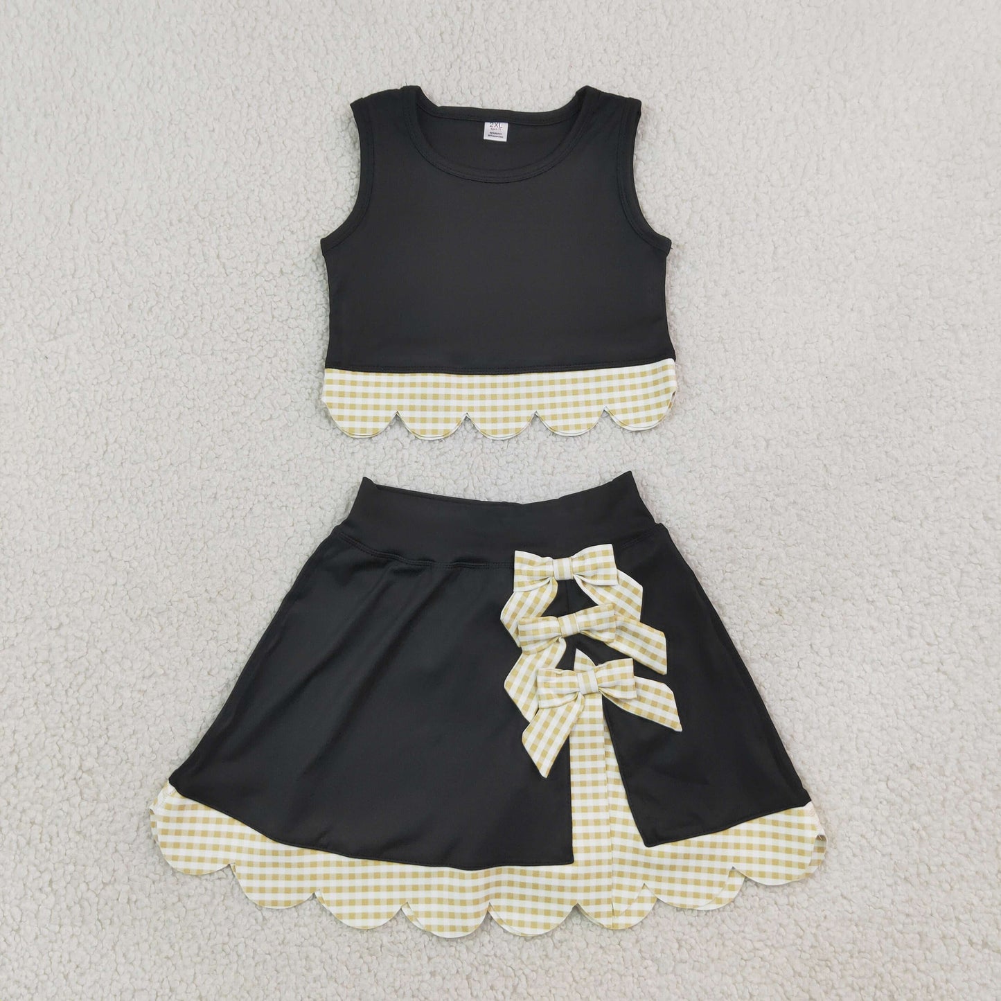 Baby Girls Sleeveless Vest Top Bows Skirt Shorts Yoga Active Scallop Clothes Sets