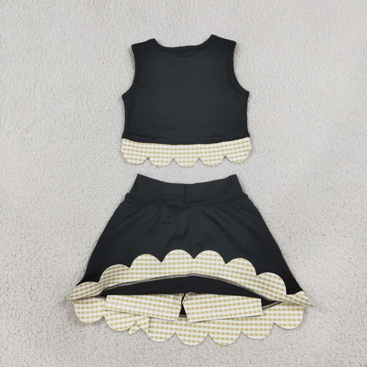 Sibling Baby Girls Sleeveless Vests Skirt Short Scallop Yoga Active Scallop Clothes Sets