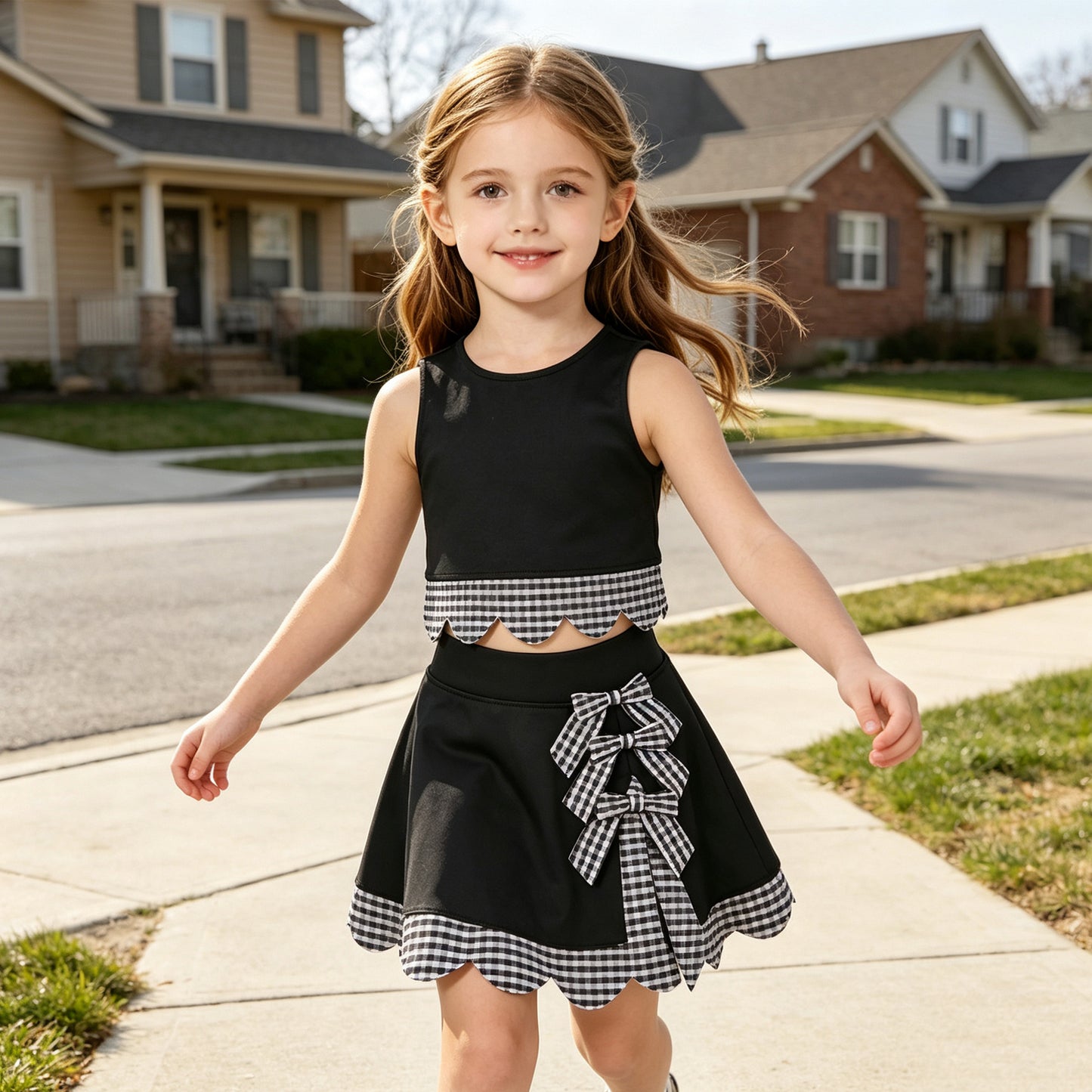 Baby Girls Sleeveless Vest Top Skirt Shorts Yoga Active Scallop Clothes Sets