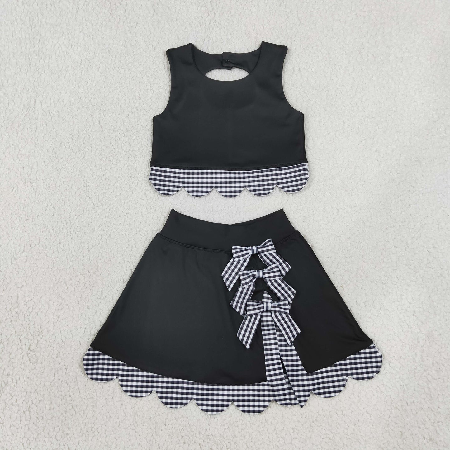 Sibling Baby Girls Sleeveless Vests Skirt Short Scallop Yoga Active Scallop Clothes Sets