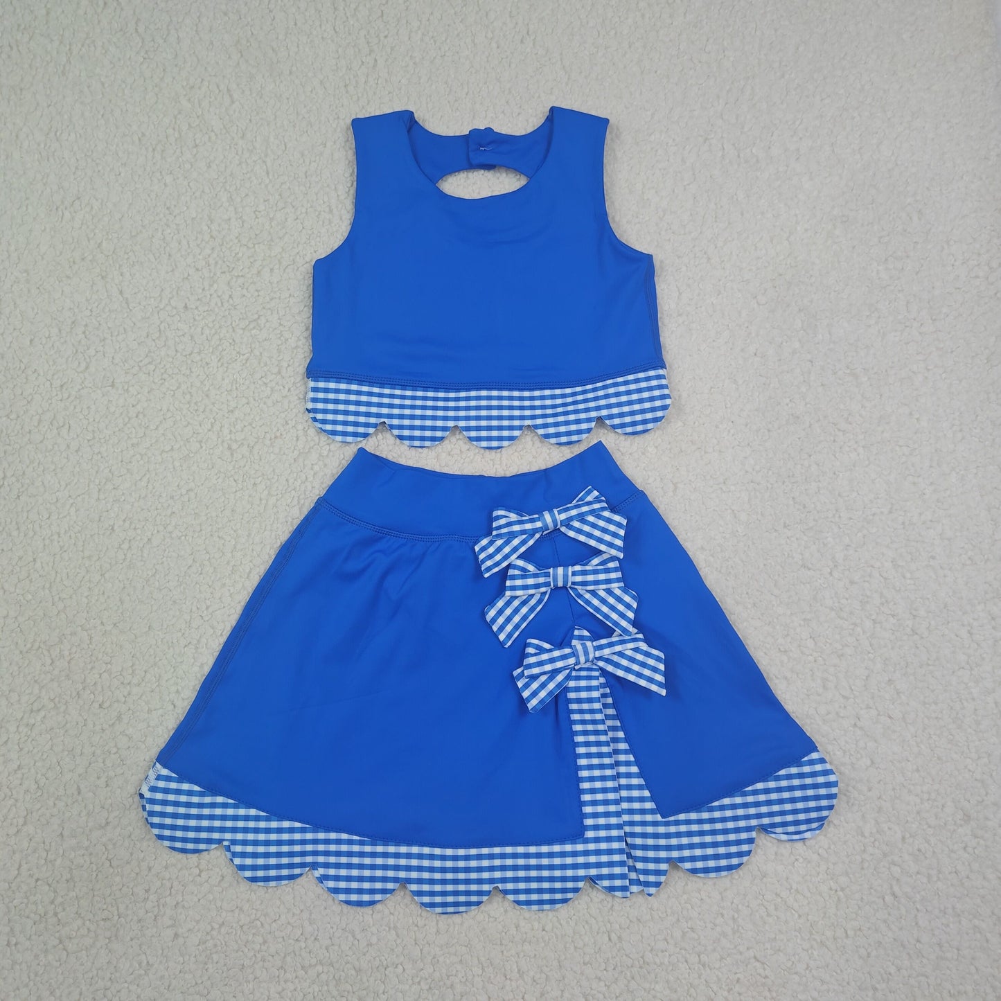 Sibling Baby Girls Sleeveless Vests Skirt Short Scallop Yoga Active Scallop Clothes Sets