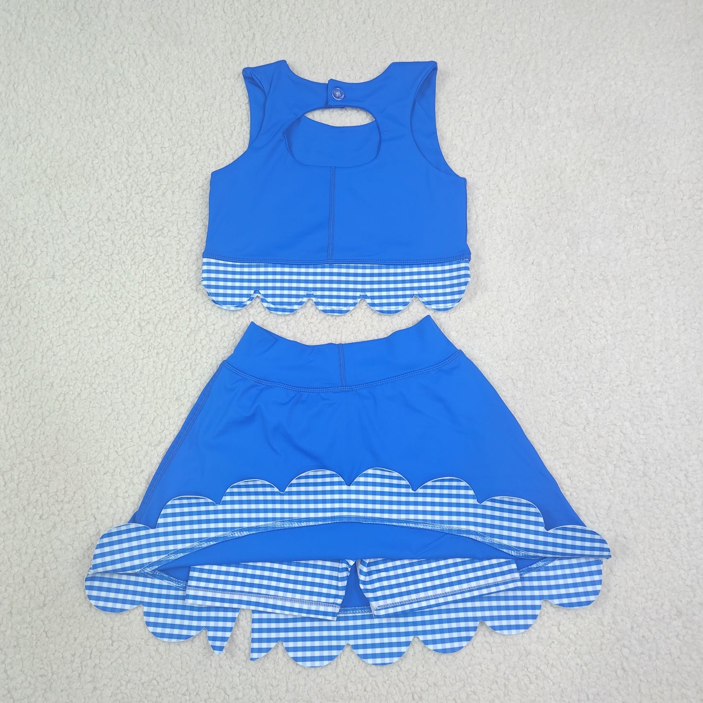 Sibling Baby Girls Sleeveless Vests Skirt Short Scallop Yoga Active Scallop Clothes Sets