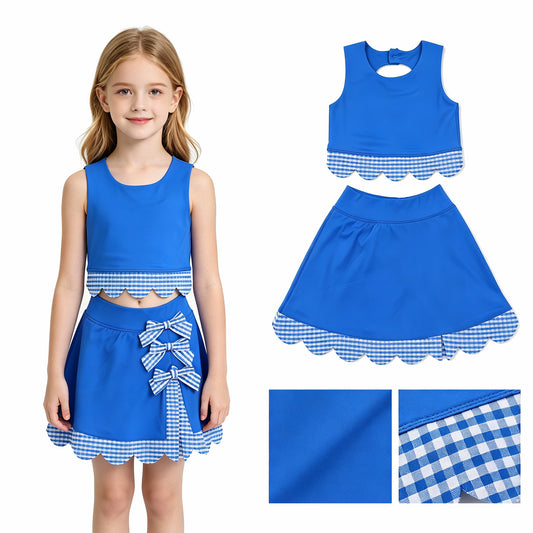 Baby Girls Sleeveless Vest Top Skirt Shorts Yoga Active Bows Scallop Clothes Sets