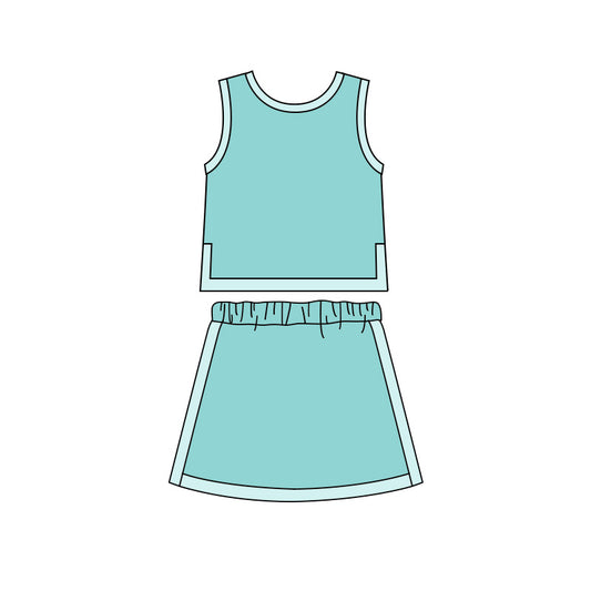 Baby Girls Aqua Sleeveless Vest Top Skirt Short Clothes Sets Preorder