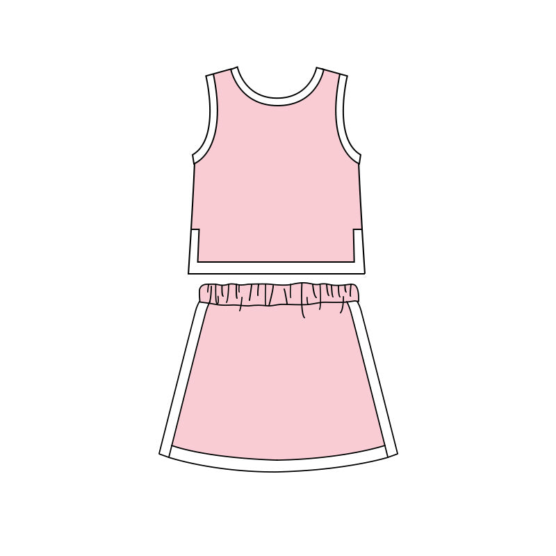 Baby Girls Pink Sleeveless Vest Top Skirt Short Clothes Sets Preorder