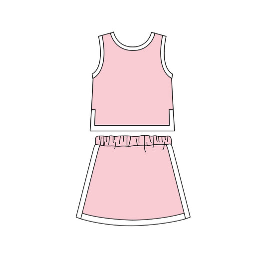 Baby Girls Pink Sleeveless Vest Top Skirt Short Clothes Sets Preorder