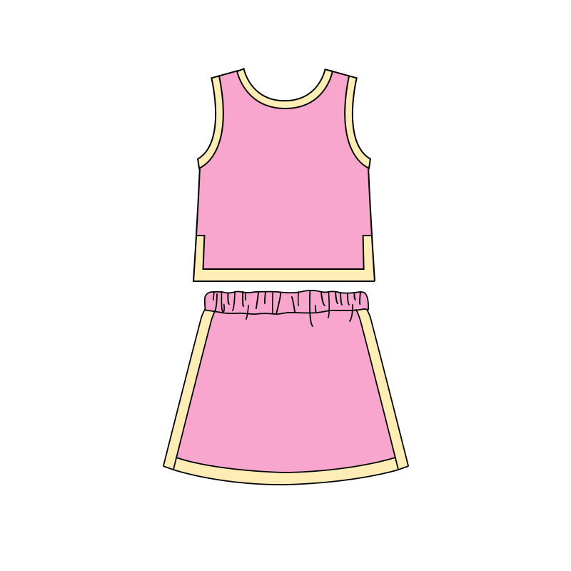 Baby Girls Pink Yellow Sleeveless Vest Top Skirt Short Clothes Sets Preorder