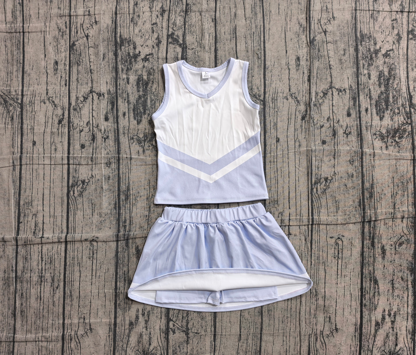 Baby Girls Light Blue White Stripe Vest Skirt Shorts Team Yoga Active Clothes Sets