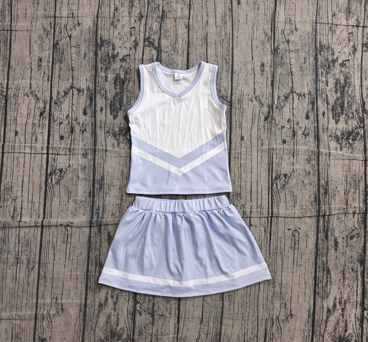Baby Girls Light Blue White Stripe Vest Skirt Shorts Team Yoga Active Clothes Sets