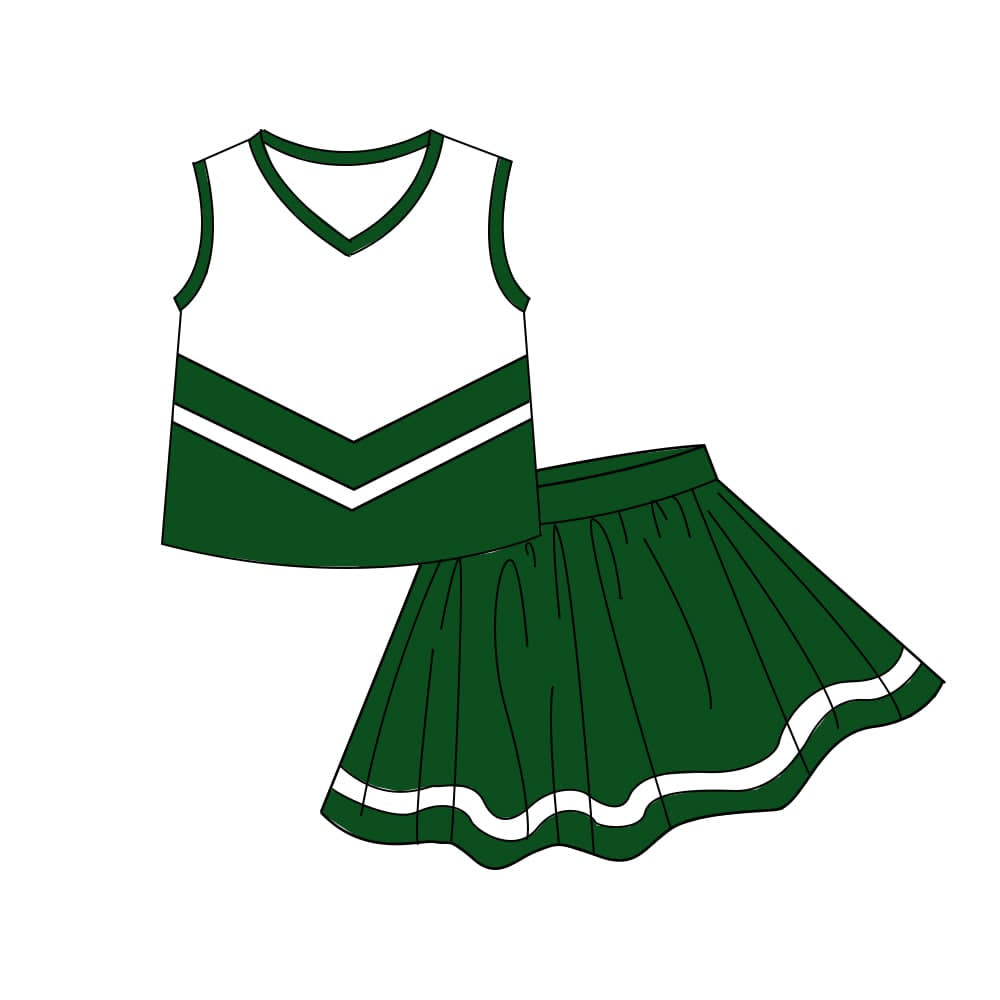 Baby Girls Green Stripe Vest Top Skirt Shorts Team Yoga Active Clothes Sets Preorder