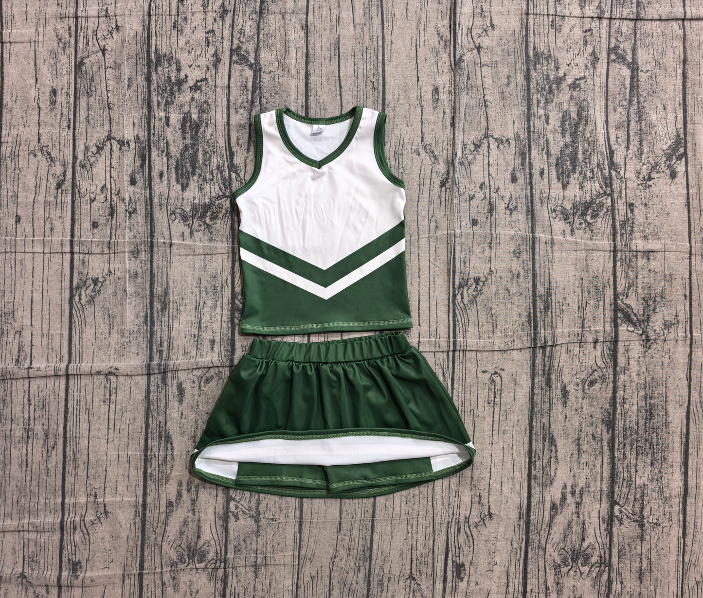 Baby Girls Green White Stripe Vest Skirt Shorts Team Yoga Active Clothes Sets