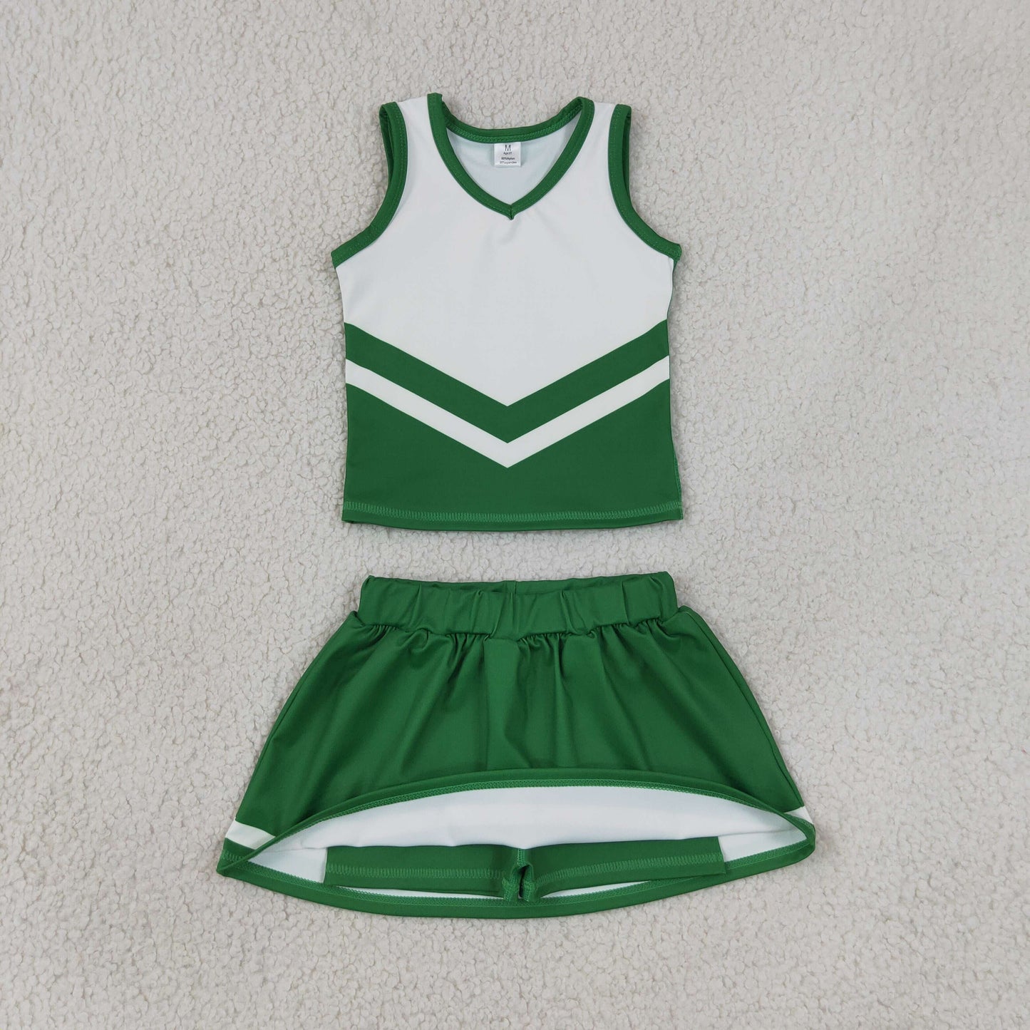 Baby Girls Green White Stripe Vest Skirt Shorts Team Yoga Active Clothes Sets