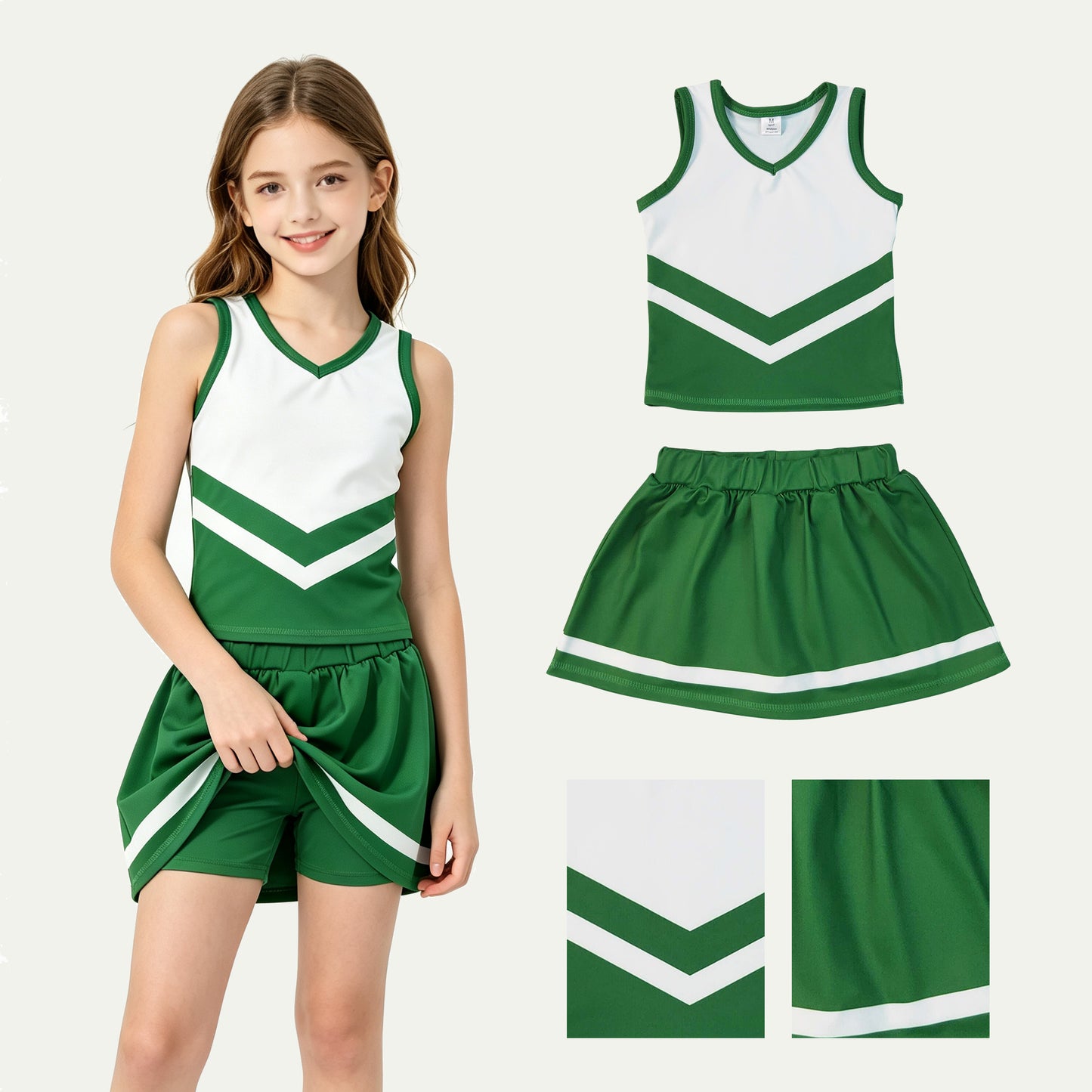 Baby Girls Green White Stripe Vest Skirt Shorts Team Yoga Active Clothes Sets