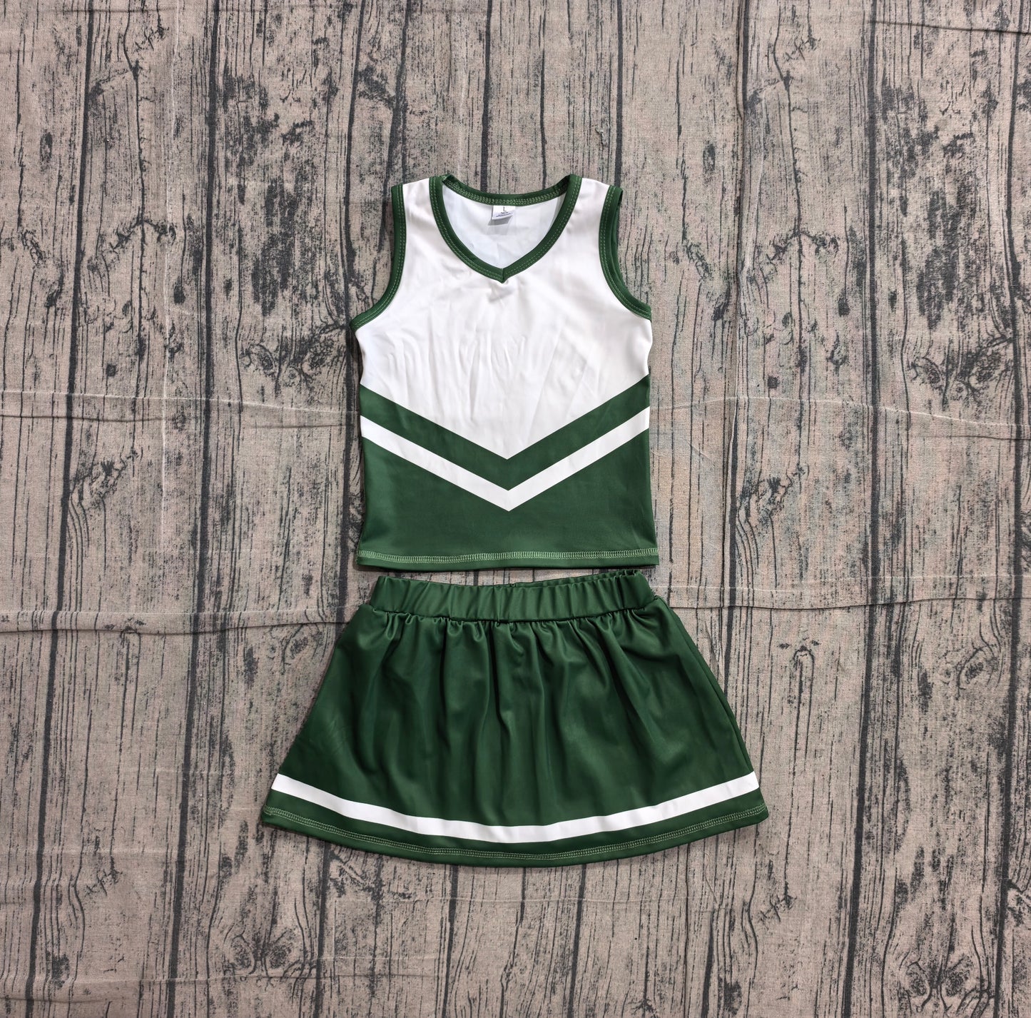 Baby Girls Green White Stripe Vest Skirt Shorts Team Yoga Active Clothes Sets