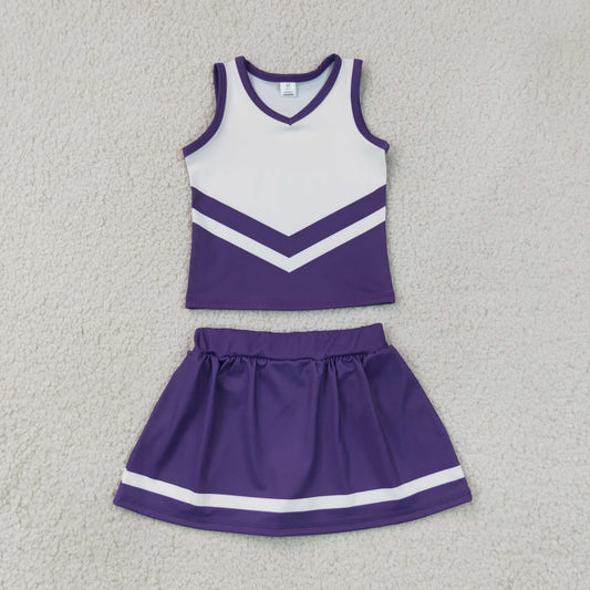 Baby Girls Purple White Stripe Vest Skirt Shorts Team Yoga Active Clothes Sets