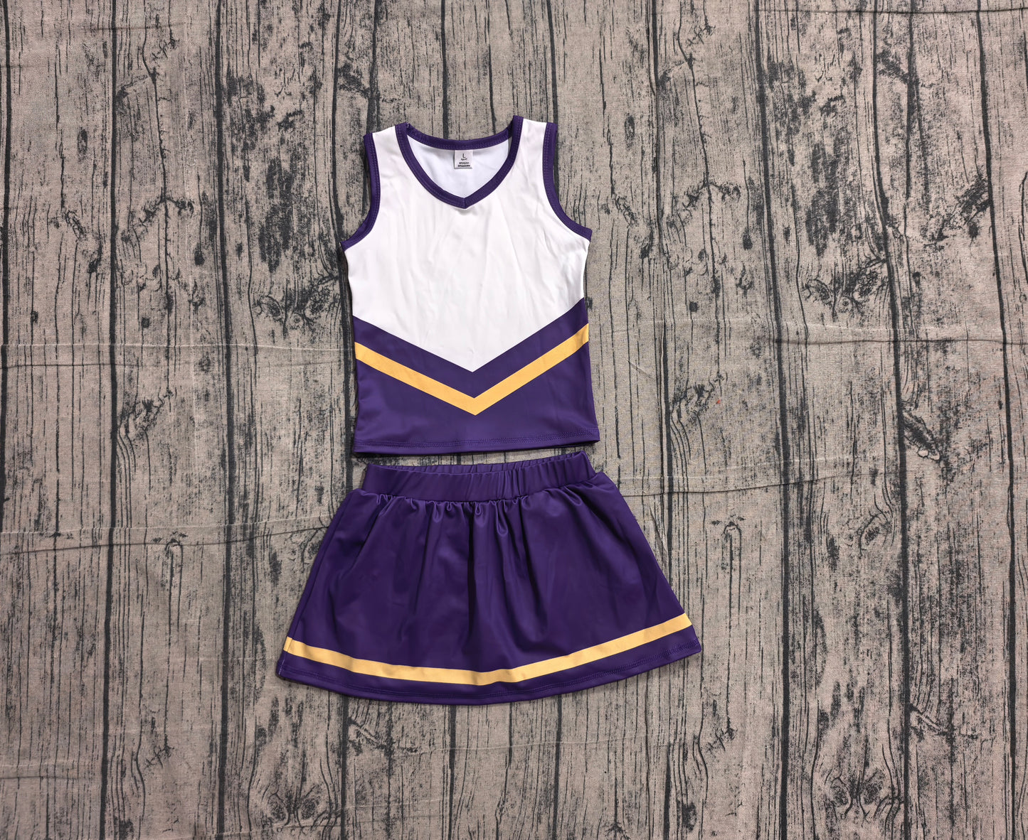 Baby Girls Purple Gold Stripe Vest Top Skirt Shorts Team Yoga Active Clothes Sets Preorder