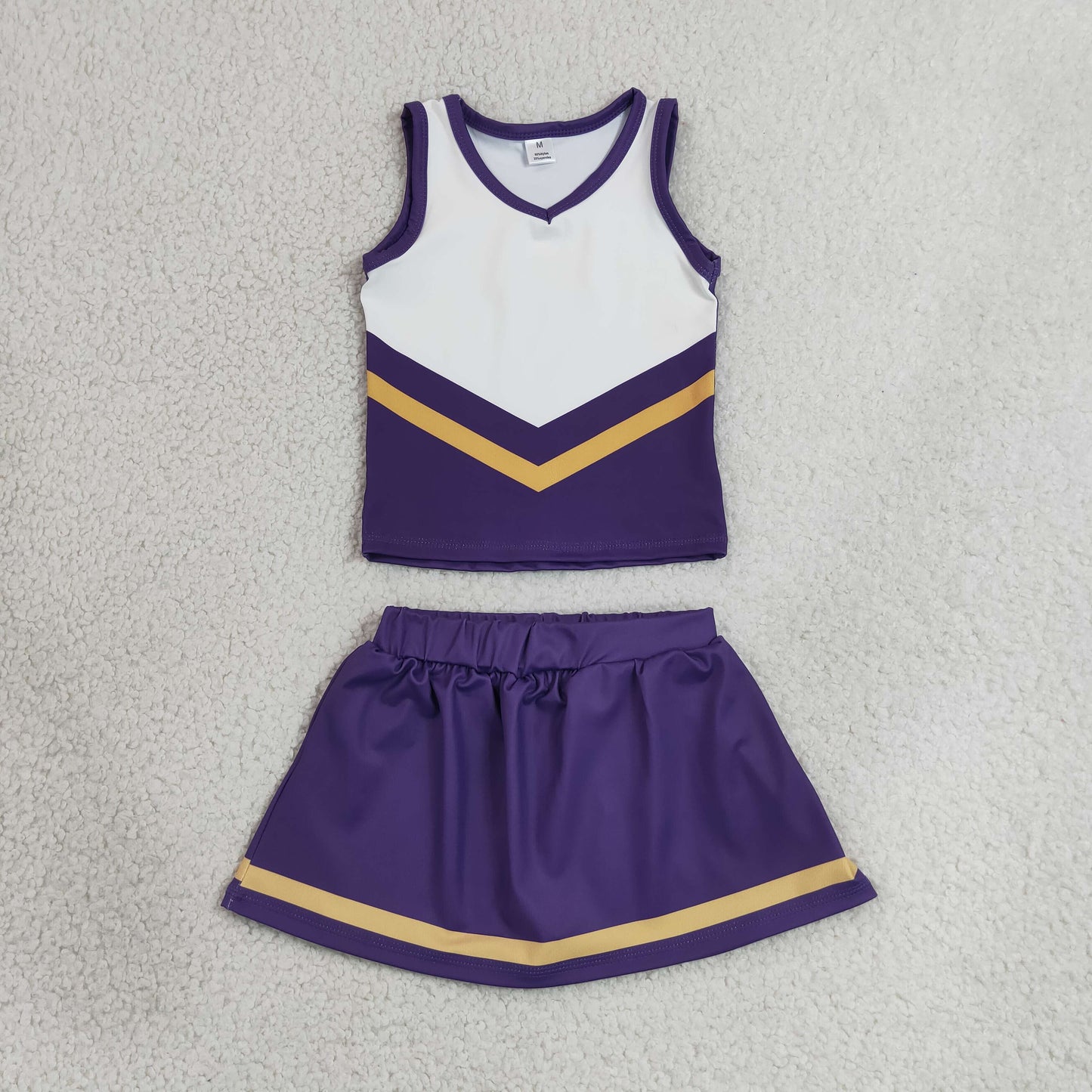 Baby Girls Purple Gold Stripe Vest Top Skirt Shorts Team Yoga Active Clothes Sets