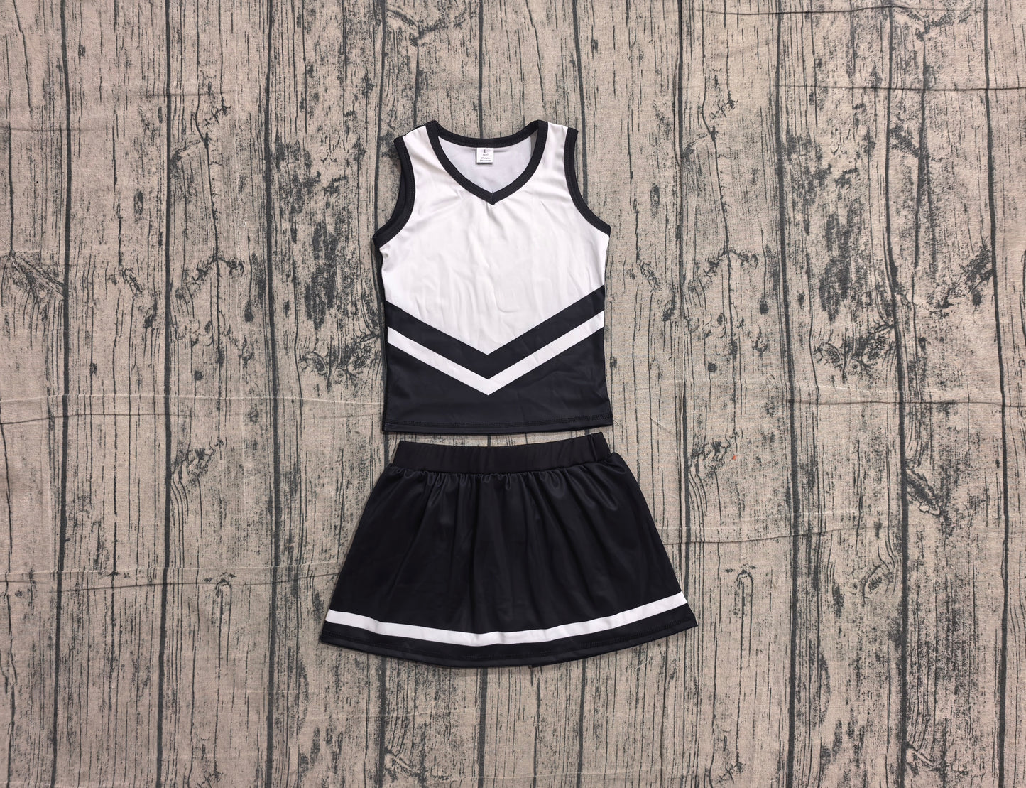 Baby Girls Black Gold Stripe Vest Top Skirt Shorts Team Yoga Active Clothes Sets Preorder