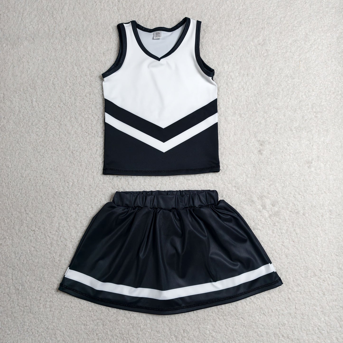 Baby Girls Black Stripe Vest Top Skirt Shorts Team Yoga Active Clothes Sets