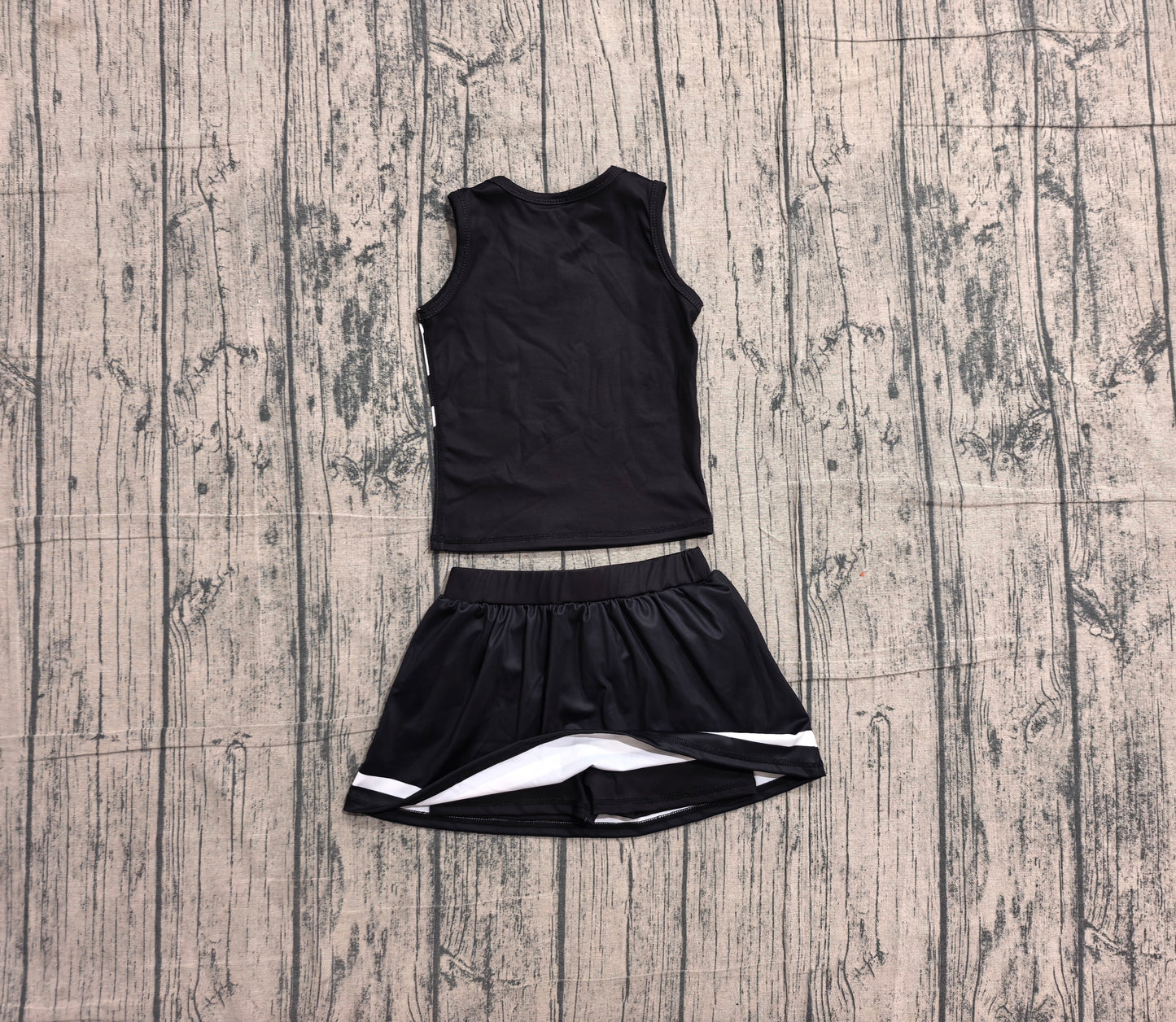 Baby Girls Black Gold Stripe Vest Top Skirt Shorts Team Yoga Active Clothes Sets Preorder