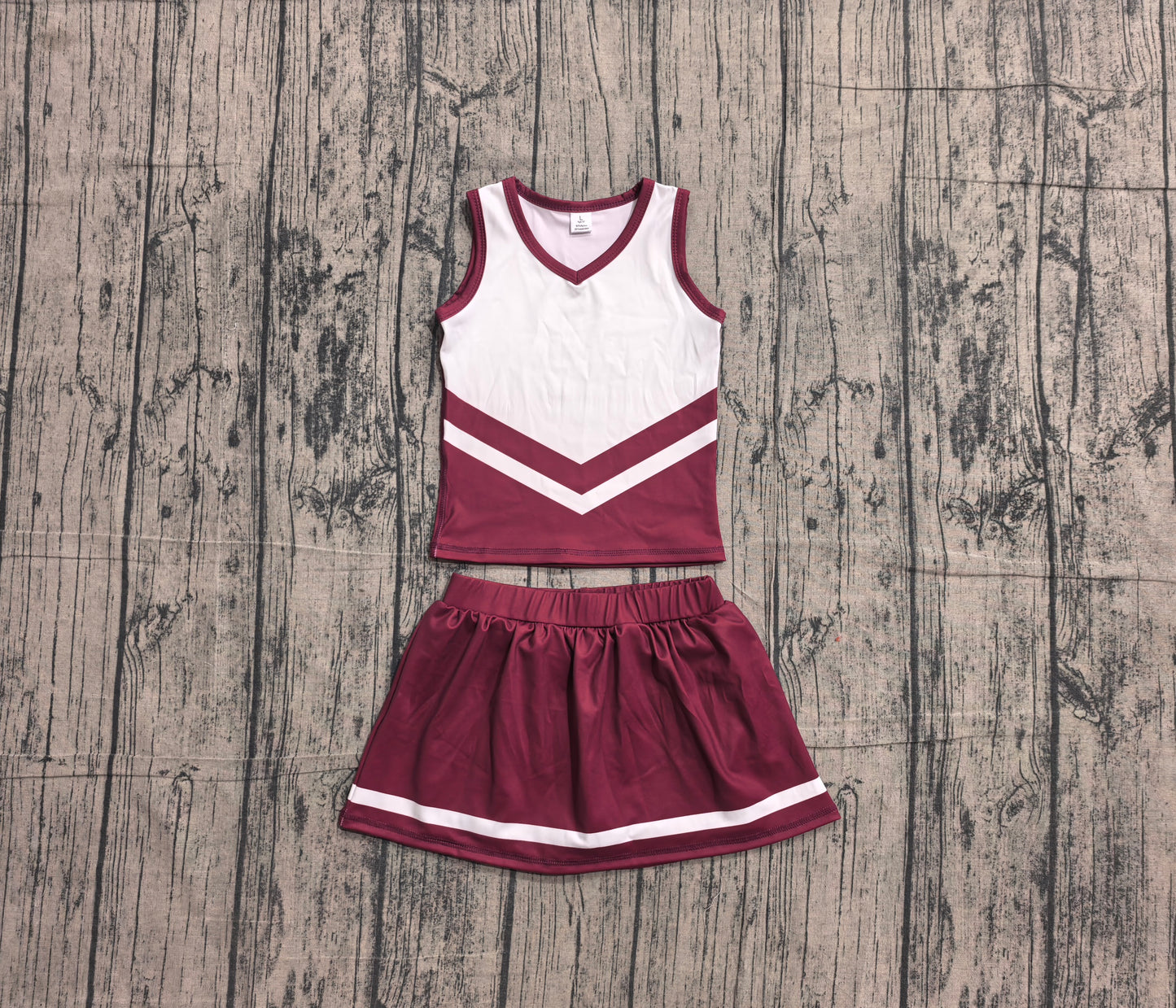 Baby Girls Maroon Gold Stripe Vest Top Skirt Shorts Team Yoga Active Clothes Sets Preorder