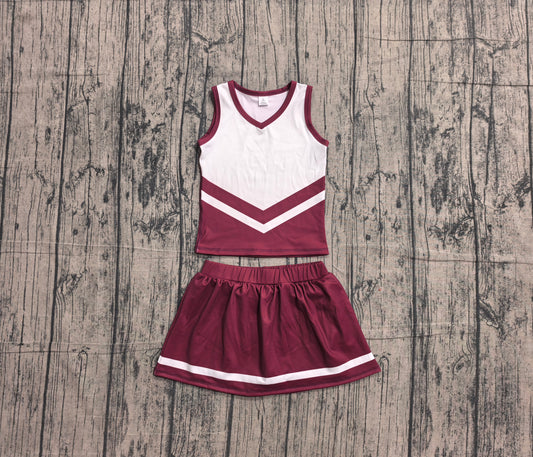 Baby Girls Maroon Gold Stripe Vest Top Skirt Shorts Team Yoga Active Clothes Sets Preorder