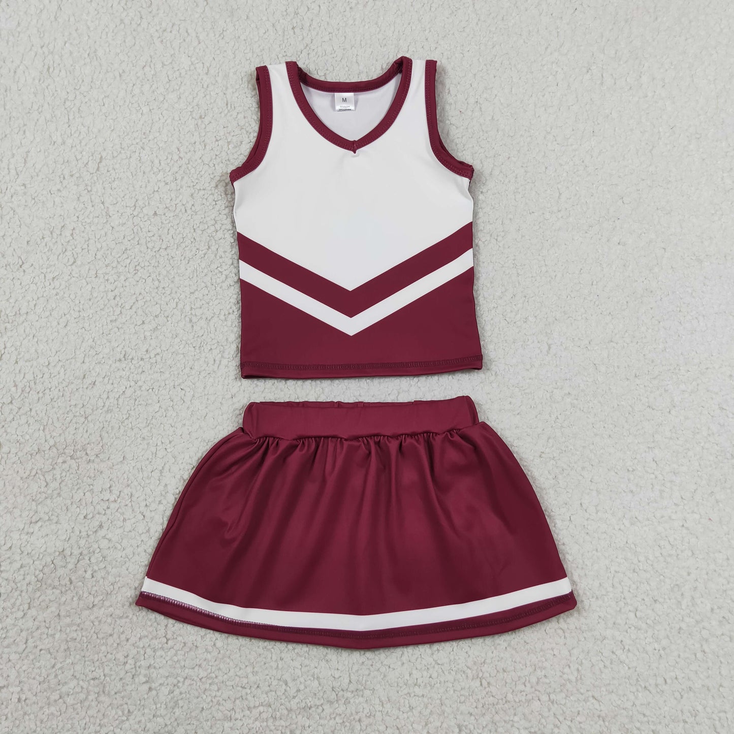 Baby Girls Maroon Gold Stripe Vest Top Skirt Shorts Team Yoga Active Clothes Sets