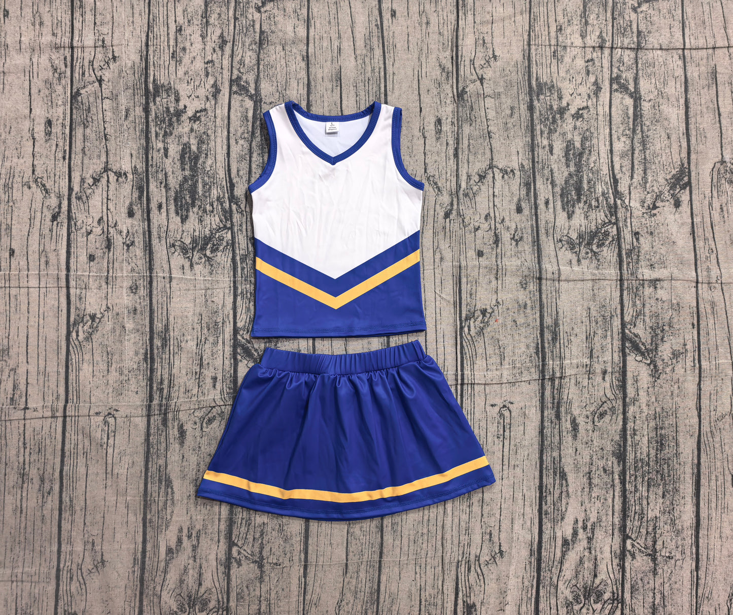 Baby Girls Hot Blue Gold Stripe Vest Top Skirt Shorts Team Yoga Active Clothes Sets Preorder