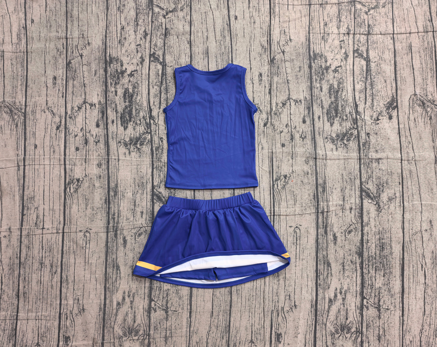 Baby Girls Hot Blue Gold Stripe Vest Top Skirt Shorts Team Yoga Active Clothes Sets Preorder
