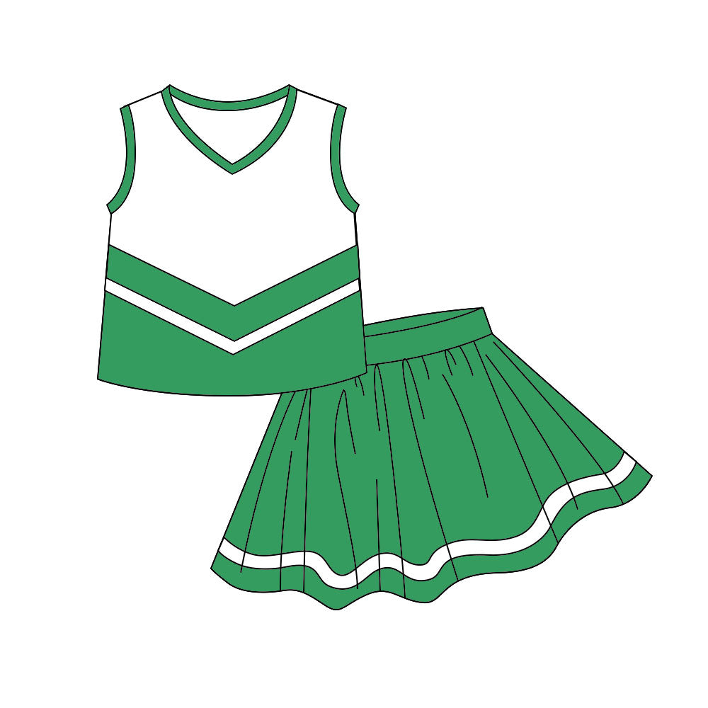 Baby Girls Light Green Stripe Vest Top Skirt Shorts Team Yoga Active Clothes Sets Preorder