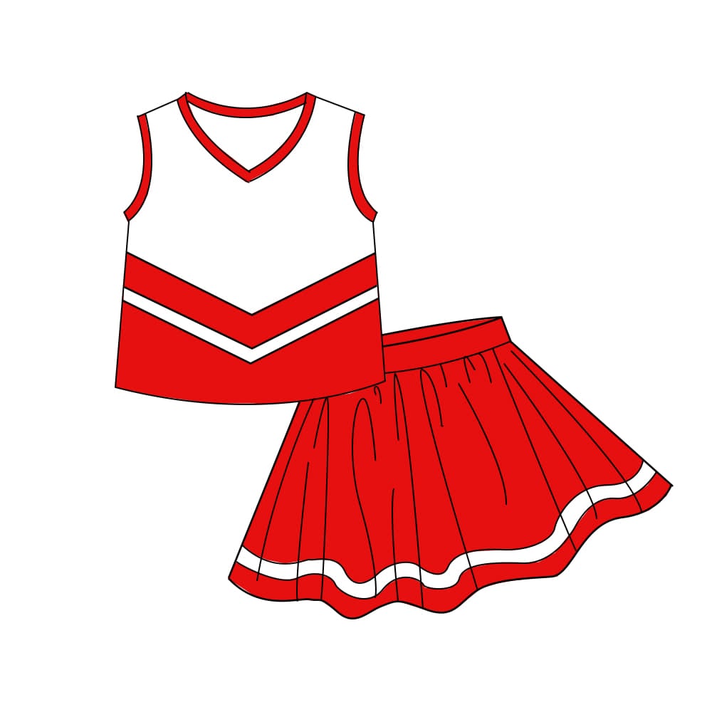 Baby Girls Red Stripe Vest Top Skirt Shorts Team Yoga Active Clothes Sets Preorder