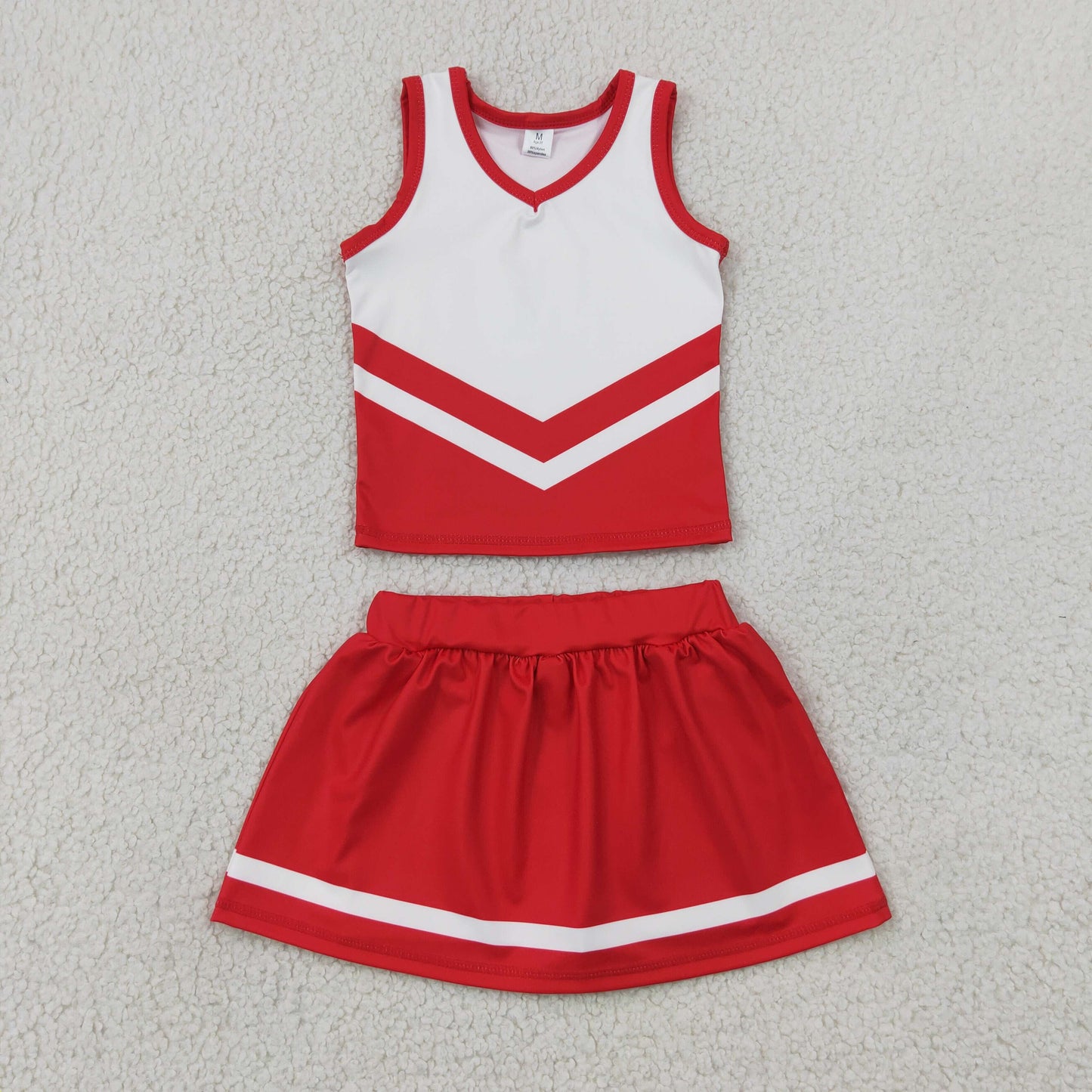 Baby Girls Red White Stripe Vest Skirt Shorts Team Yoga Active Clothes Sets