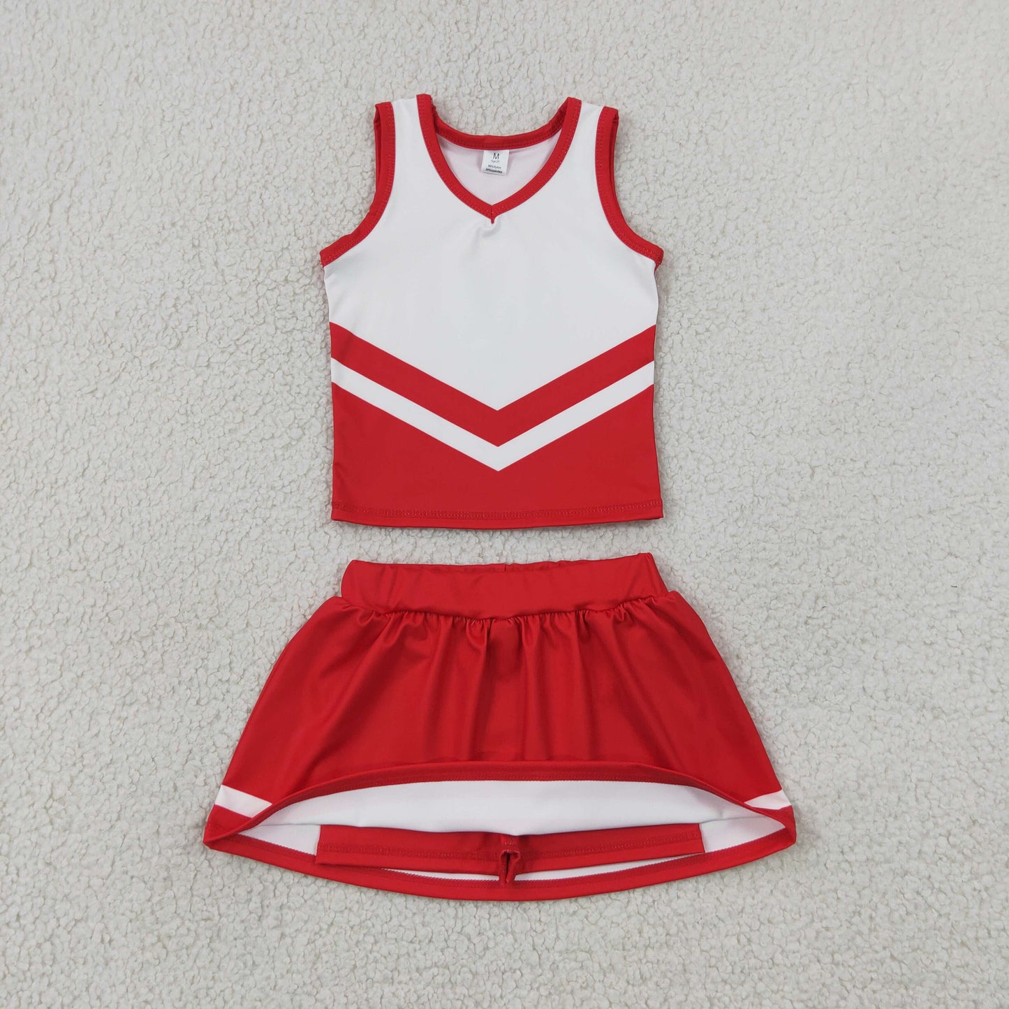 Baby Girls Red White Stripe Vest Skirt Shorts Team Yoga Active Clothes Sets