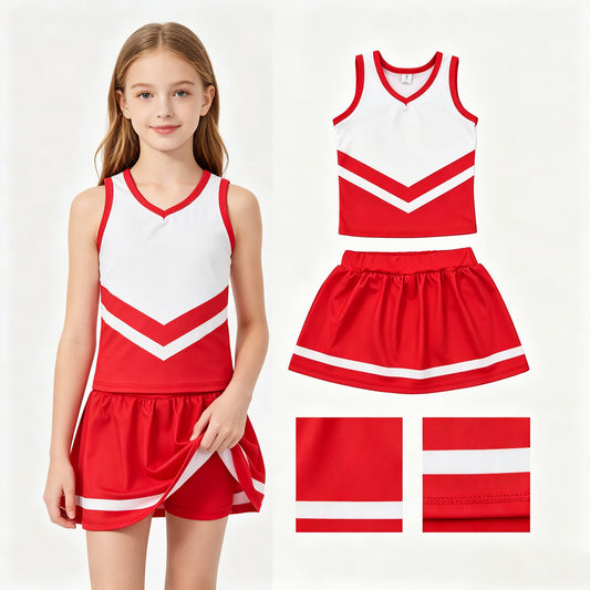 Baby Girls Red White Stripe Vest Skirt Shorts Team Yoga Active Clothes Sets