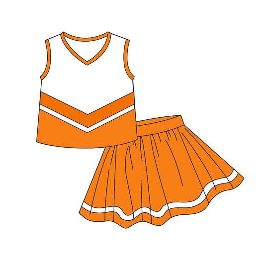 Baby Girls Orange Stripe Vest Top Skirt Shorts Team Yoga Active Clothes Sets Preorder